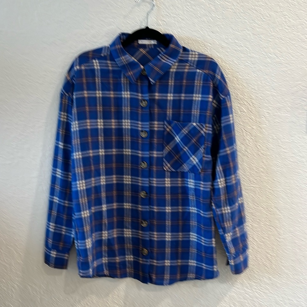 Oversized plaid button down shirt, Size S